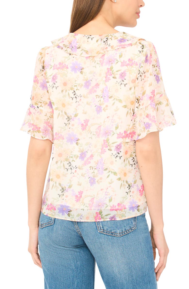 CeCe Floral Print Ruffle Top, Alternate, color, 