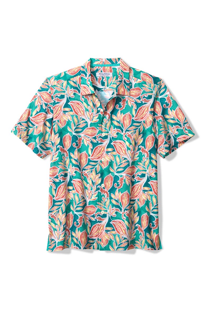 Bahama Coast Wild Vines IslandZone® Short Sleeve Button-Up Shirt, Alternate, color, LARGO TEAL