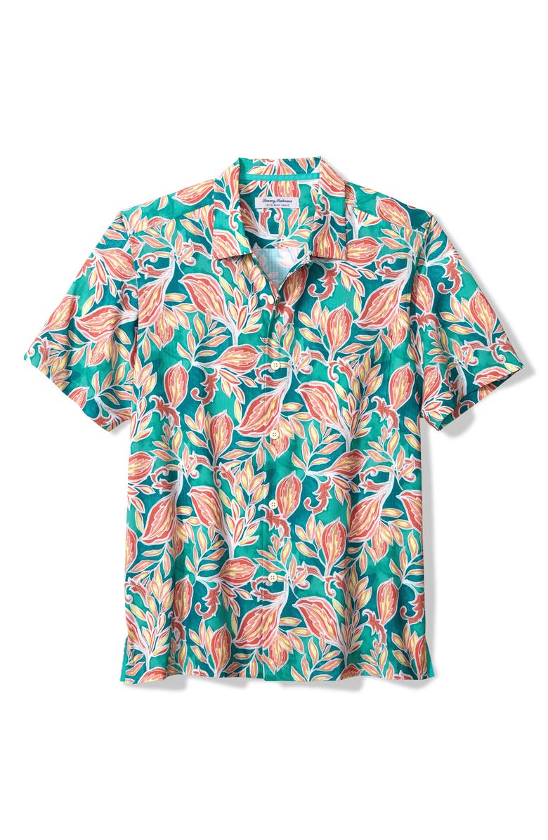 Tommy Bahama Bahama Coast Wild Vines IslandZone<sup>®</sup> Short Sleeve Button-Up Shirt, Alternate, color, Largo Teal