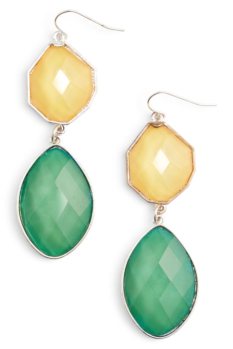Stone Drop Earrings, Main, color, LIGHT GREEN/ YELLOW