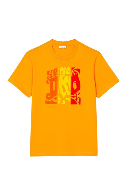 Sandro Wave Print Cotton T-shirt In Mandarin.