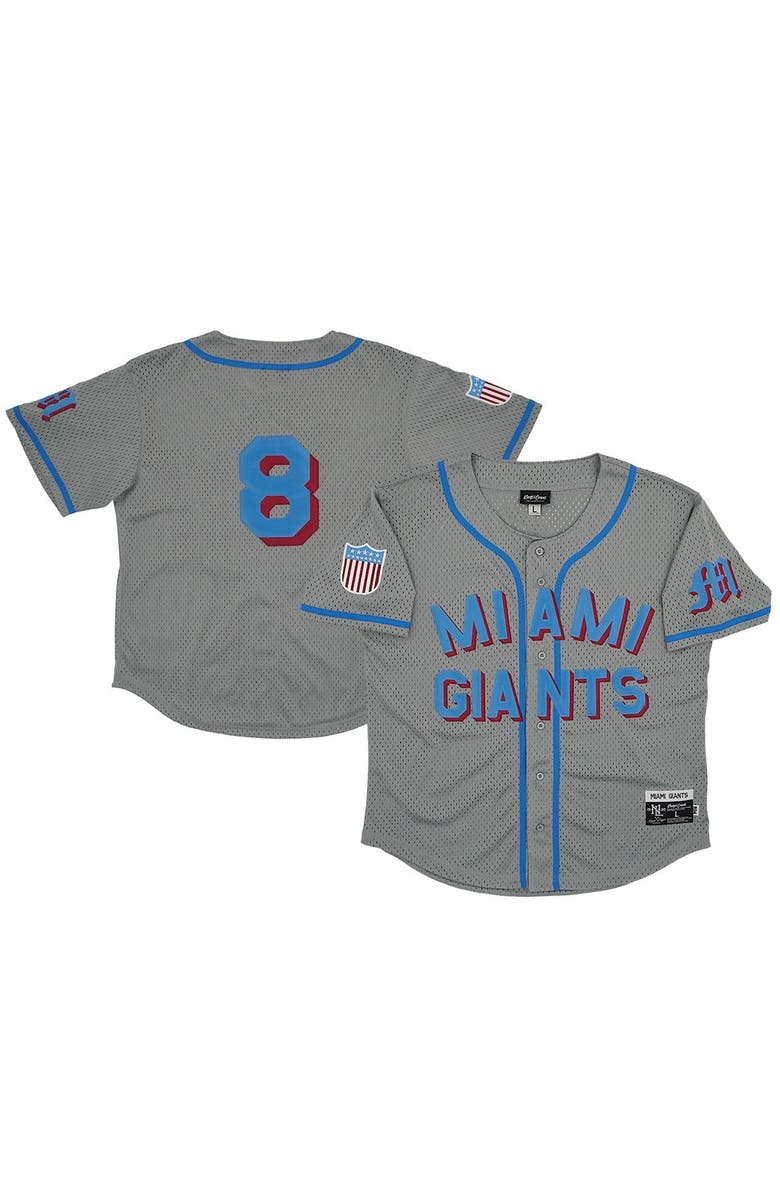 RINGS & CRWNS Men's Rings & Crwns #8 Gray Miami Giants Mesh Button-Down Replica Jersey, Alternate, color, Gray