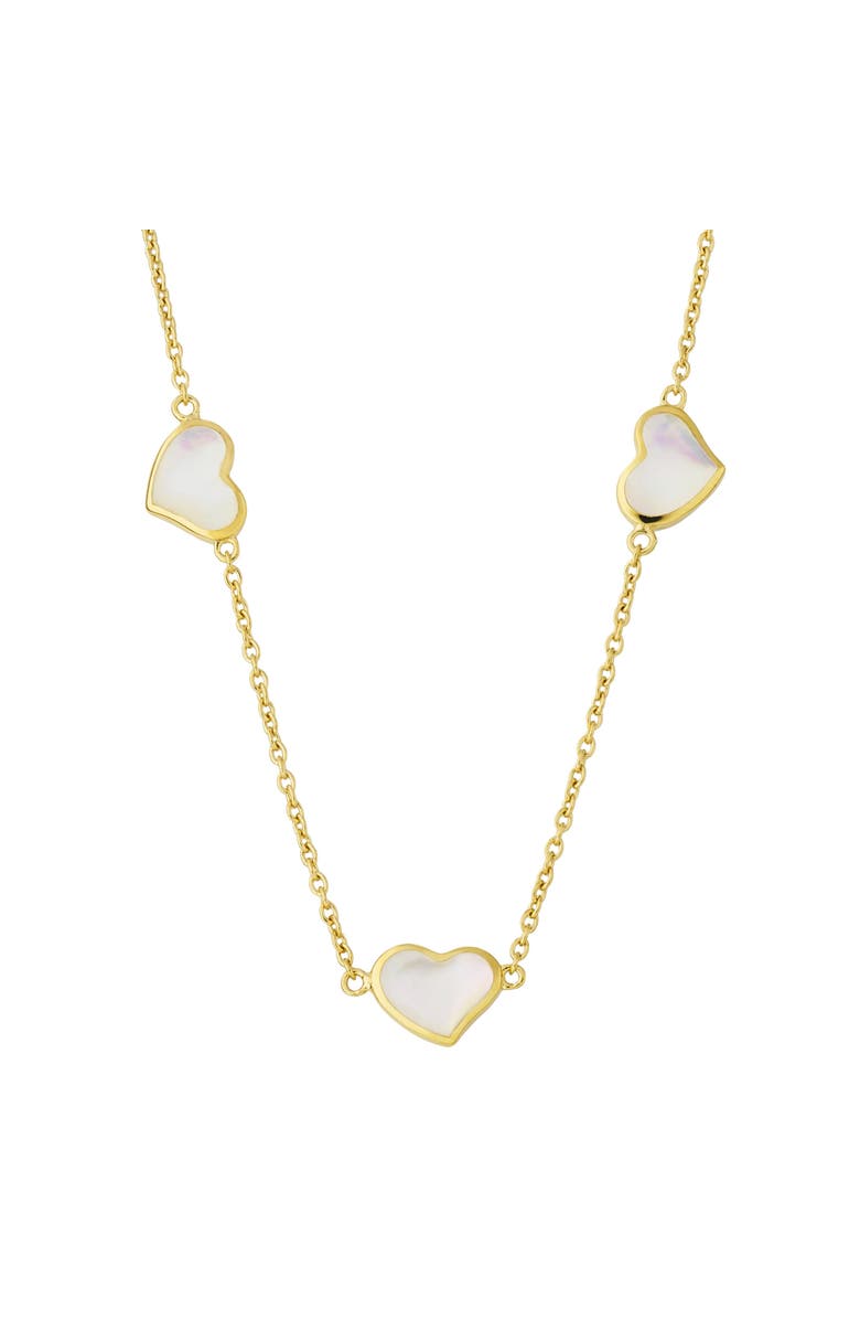Jan Leslie Triple Station Heart 20" Necklace Set In Sterling Silver With 18K Gold Overlay, Main, color, White