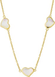Jan Leslie Triple Station Heart 20" Necklace Set In Sterling Silver With 18K Gold Overlay