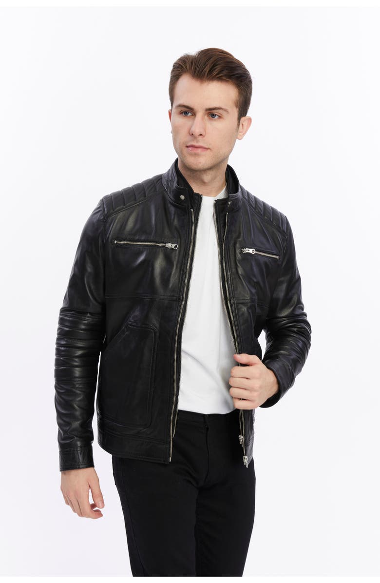Furniq UK Henry Leather Jacket, Alternate, color, 