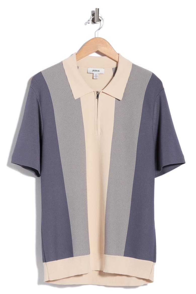 Quarter Zip Polo, Main, color, BLUE MULTI