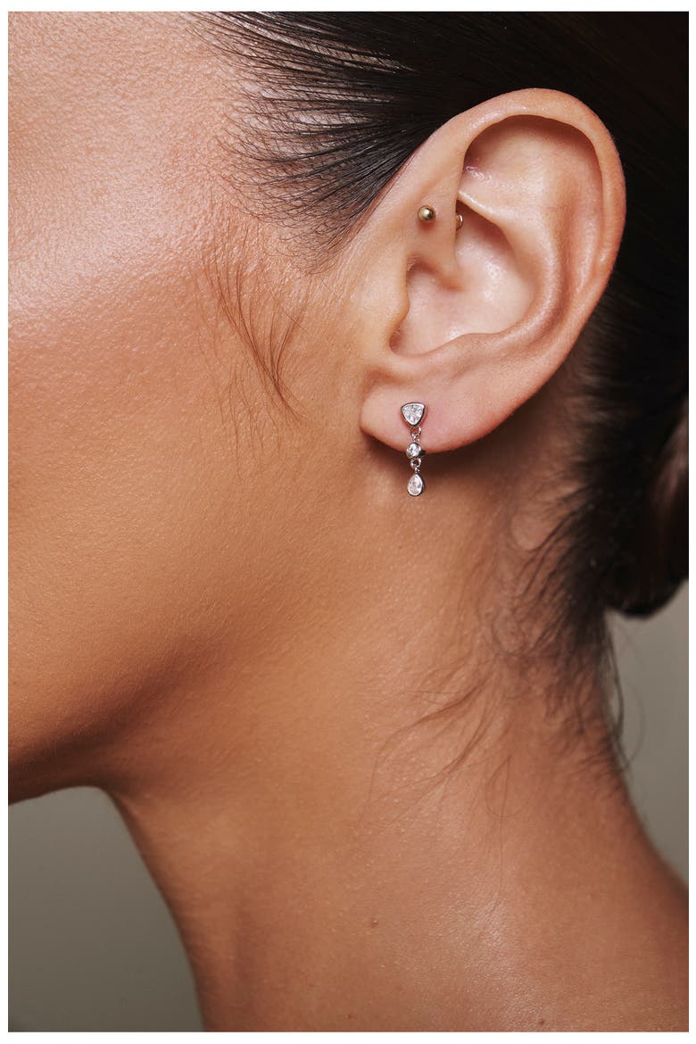Small Eraz Drop Earrings, Alternate, color, SILVER