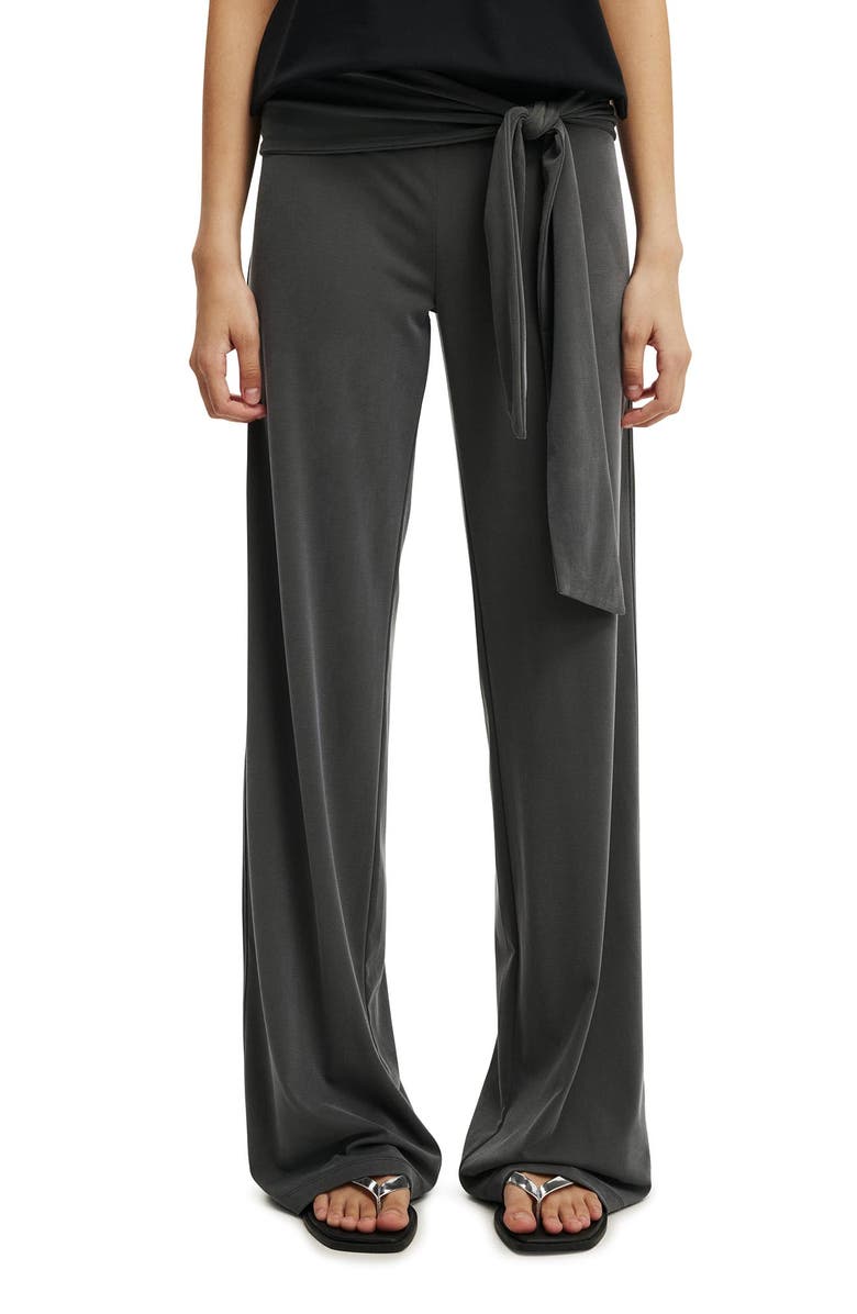 Cotton On Women's Honey Tie Pant, Main, color, Charcoal