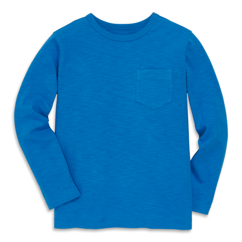 Primary Kids Long Sleeve Slub Pocket Tee In Blue