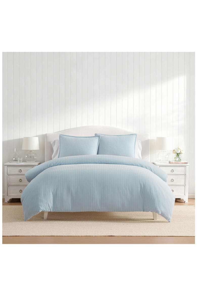 Rowan Microfiber Chenille Jacquard Duvet Cover Set, Alternate, color, HYDRANGEA BLUE