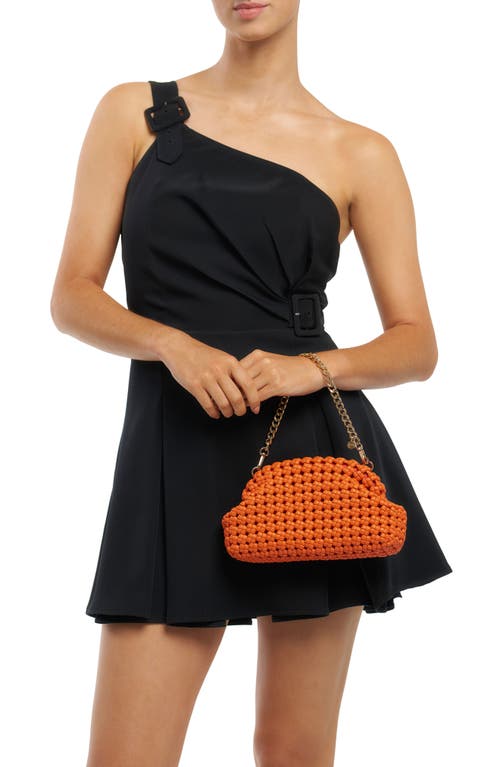Olga Berg Everly Handwoven Faux Leather Frame Clutch In Tangerine