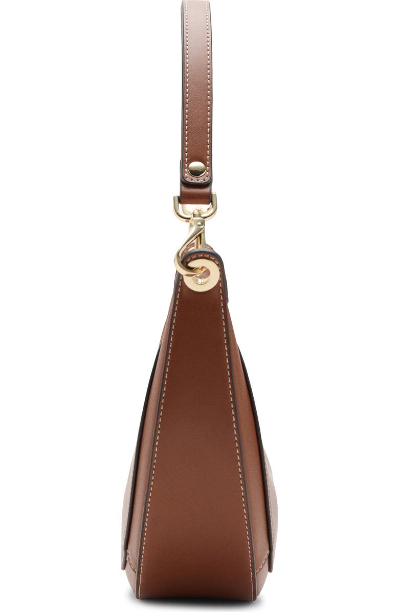 MANGO Oval Faux Leather Shoulder Bag, Alternate, color, Leather