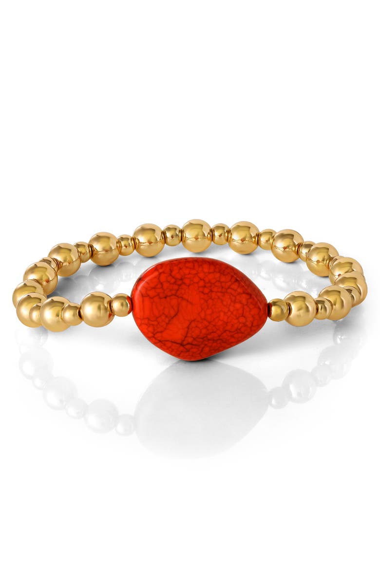 Jessica Simpson 3-Piece Beaded Stretch Bracelet Set, Alternate, color, Gold, Red