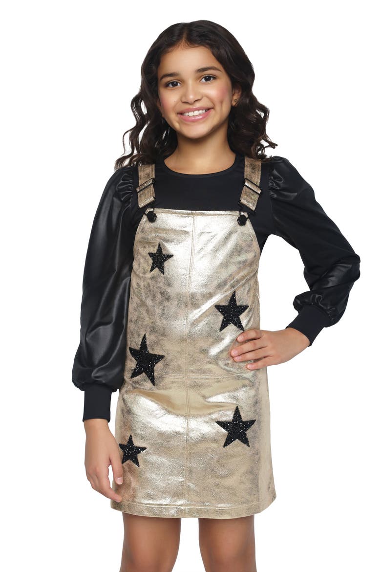 Kids' Star Overall Dress, Main, color, GOLD