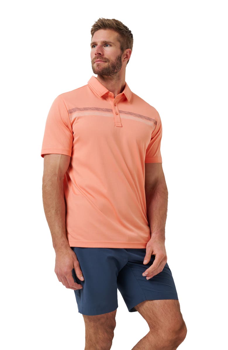 TravisMathew Roaming Routes Chest Stripe Polo, Alternate, color, Terra Cotta