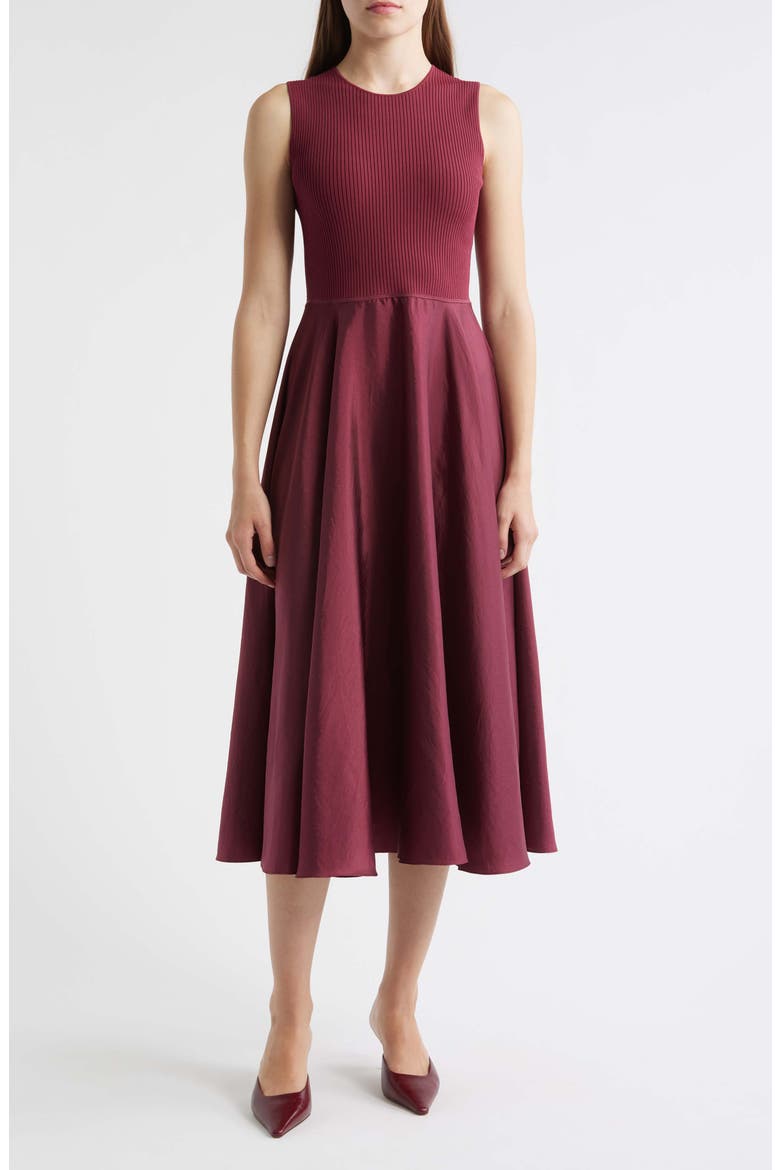 theory pleated sleeveless midi dress Theory Pleated Midi Dress | Black