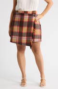 SUGARLIPS Plaid Faux Wrap Miniskirt