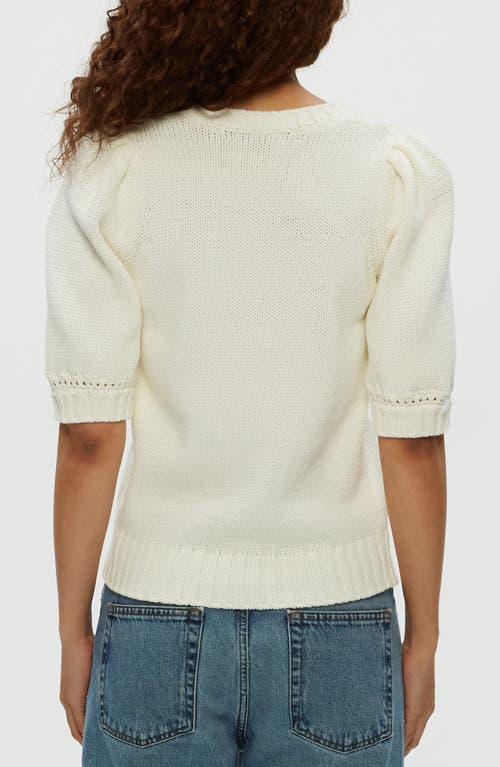 Shop Michael Stars Rosanna Puff Sleeve Sweater In Off White