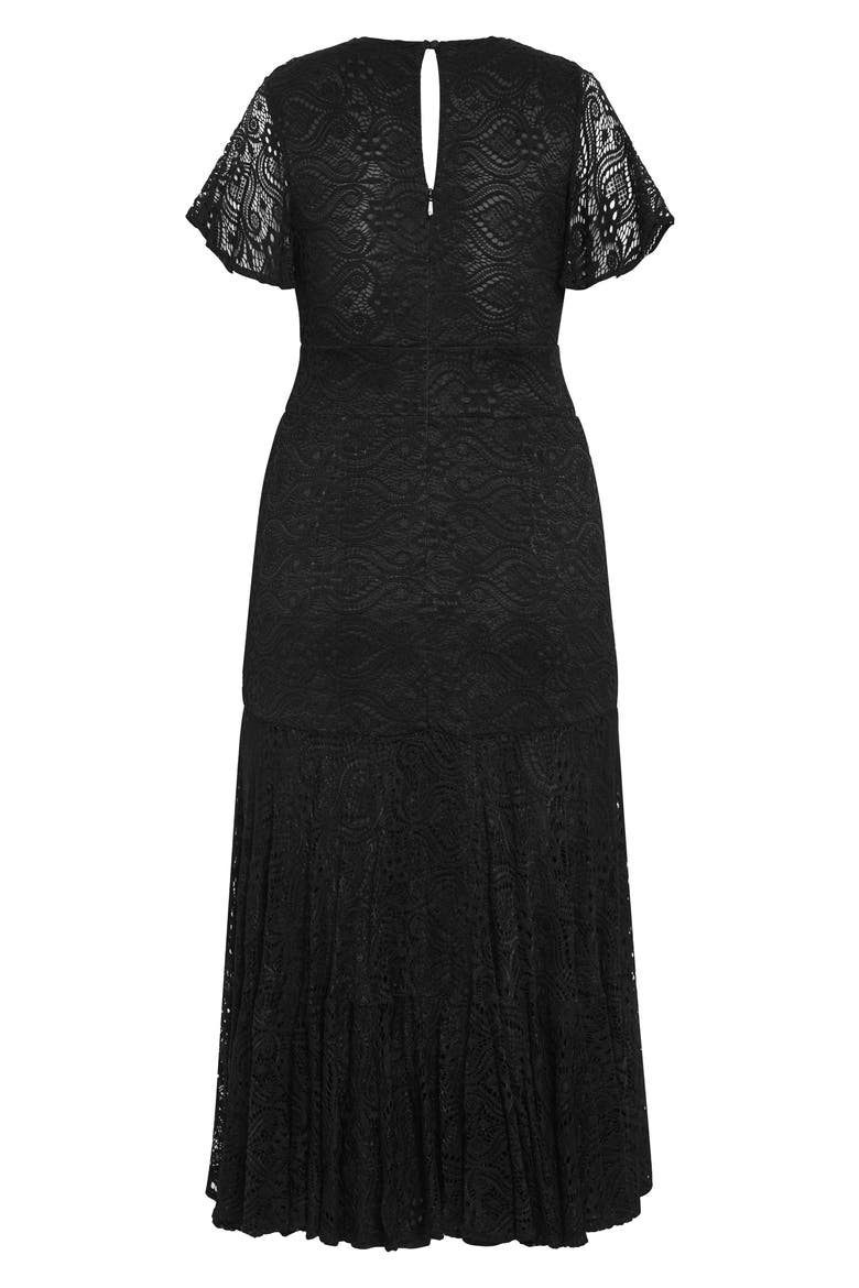 Christa Lace Midi Dress, Alternate, color, BLACK