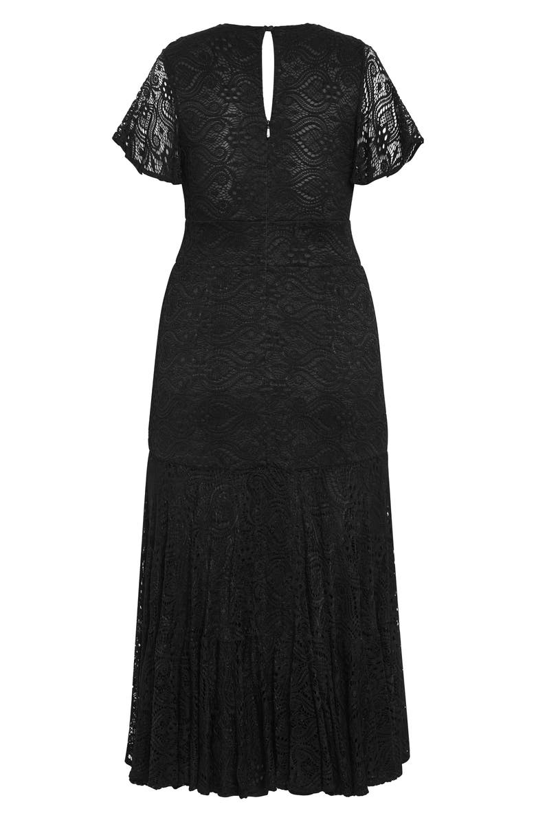 City Chic Christa Lace Midi Dress, Alternate, color, Black