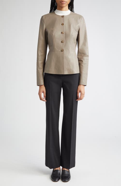Lafayette 148 New York Fitted Waist Collarless Jacket In Gray
