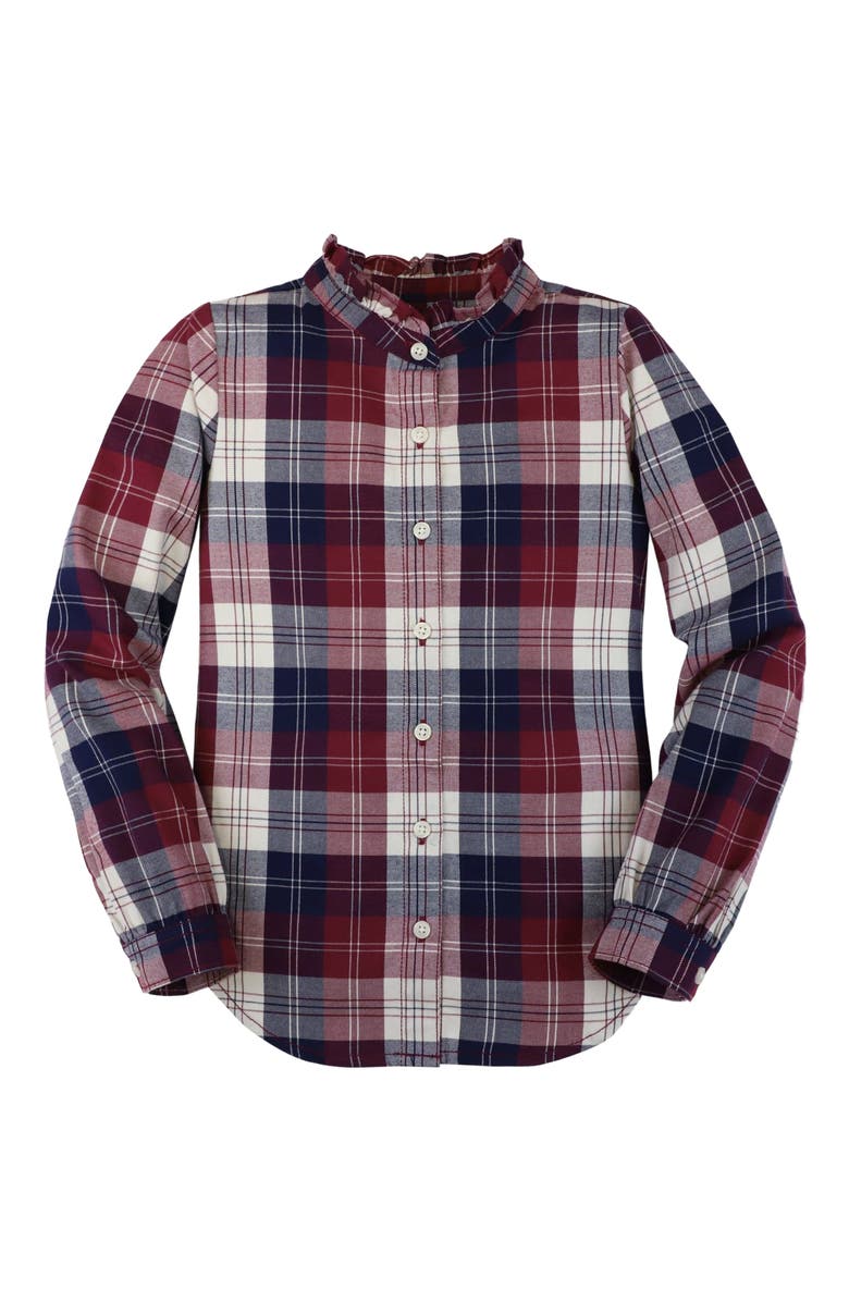 Hope & Henry Baby Girls' Ruffle Collar Shirt, Infant, Main, color, Berry Tartan