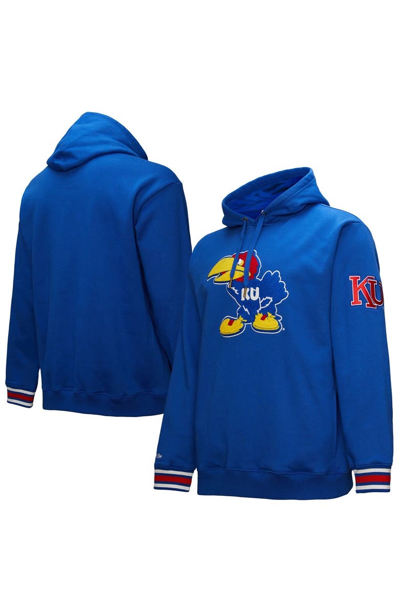 Mitchell & Ness Men's Mitchell & Ness Royal Kansas Jayhawks Chainstich Fleece Pullover Hoodie, Main, color, Royal