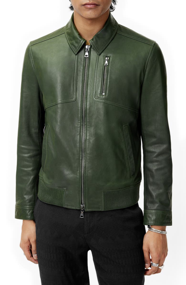 John Varvatos Kai Leather Aviator Jacket, Main, color, 
