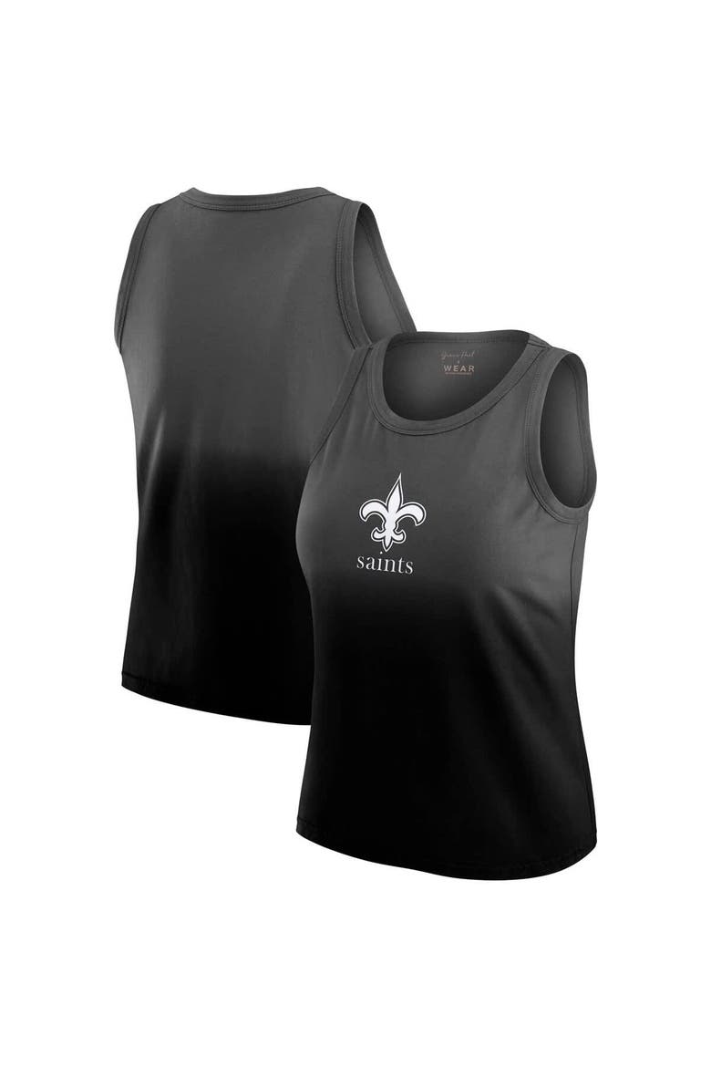Women's WEAR by Erin Andrews x Gracie Hunt Black New Orleans Saints Ombre Tank Top, Main, color, Black