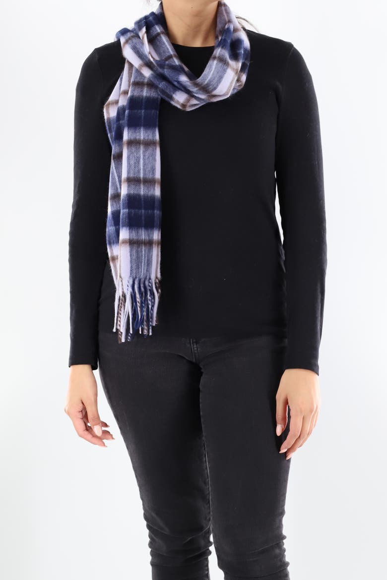 Plaid Scarf with Fringe, Alternate, color, Blue