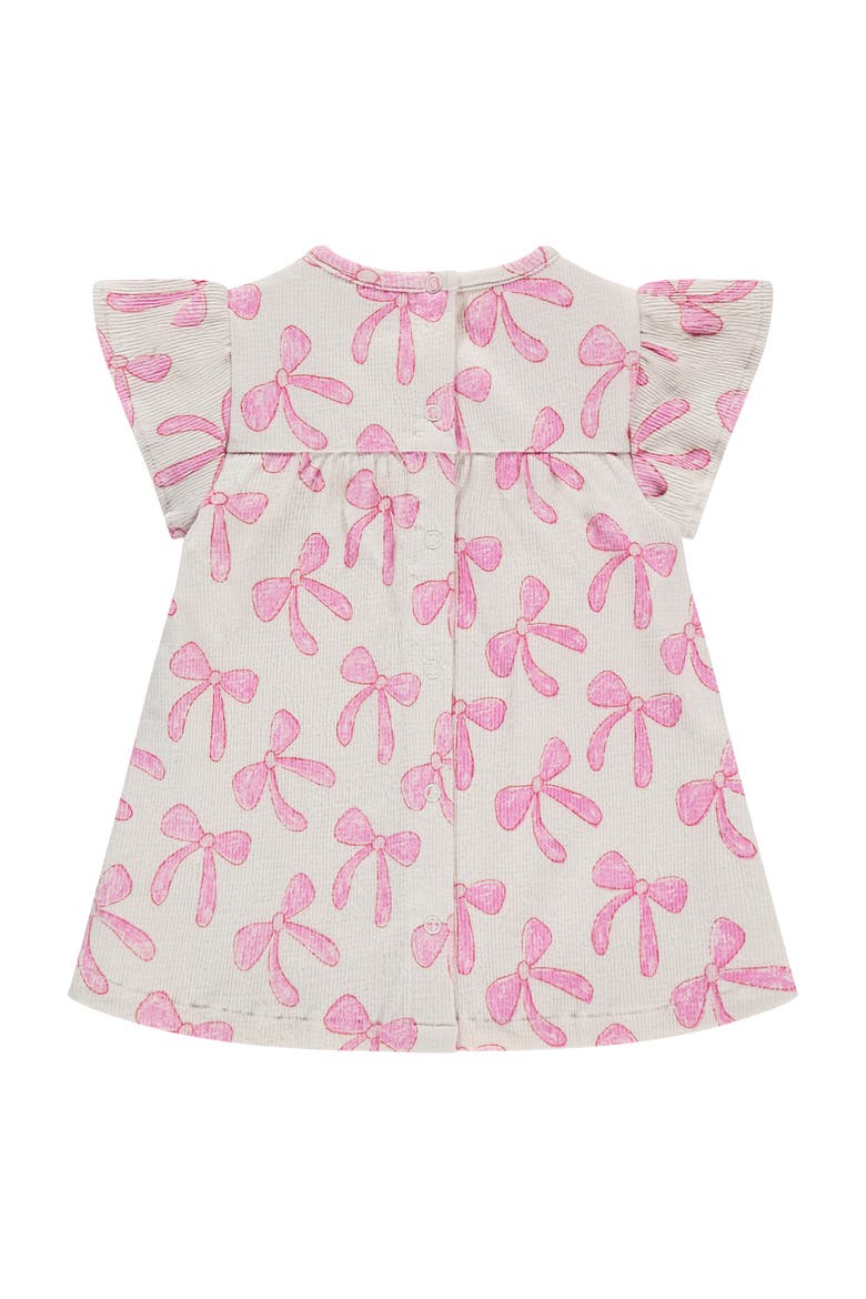 Bow Print Short Sleeve Dress, Alternate, color, Ivory