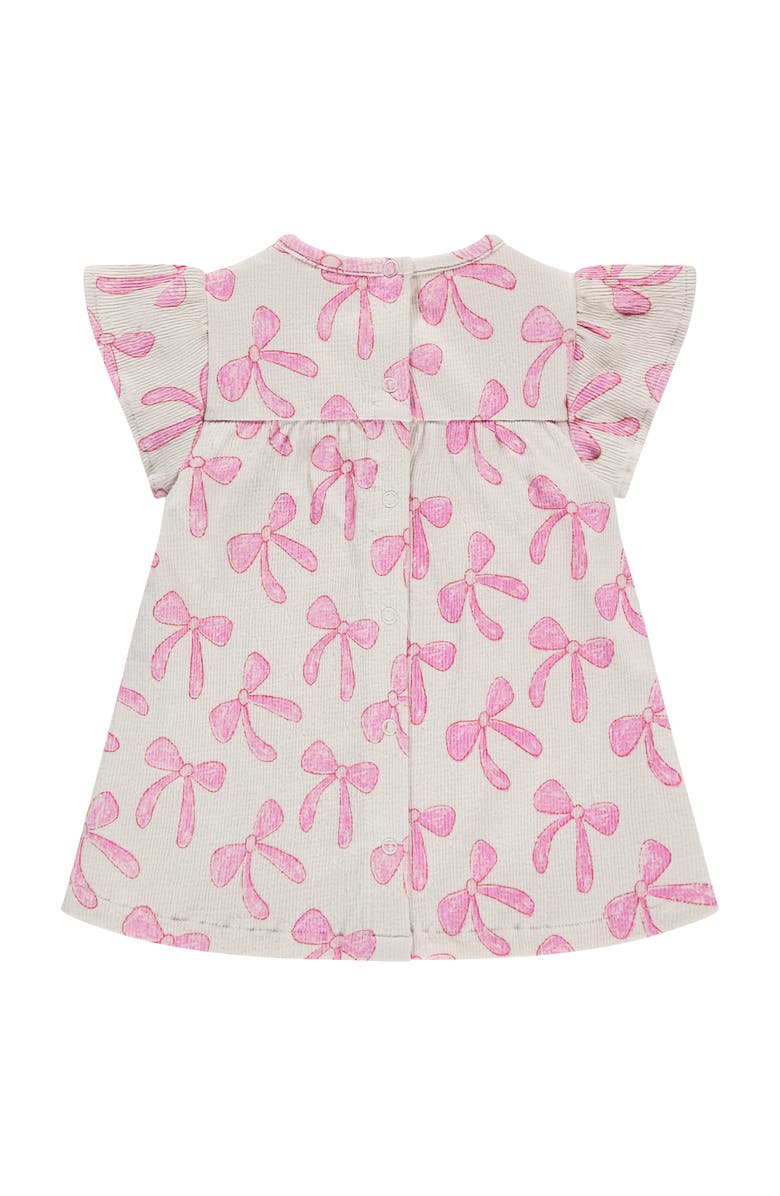 BABYFACE Bow Print Short Sleeve Dress, Alternate, color, Ivory