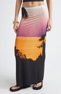 Rabanne Thunderstorm Print Jersey Maxi Skirt