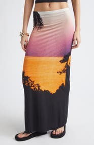 Rabanne Thunderstorm Print Jersey Maxi Skirt