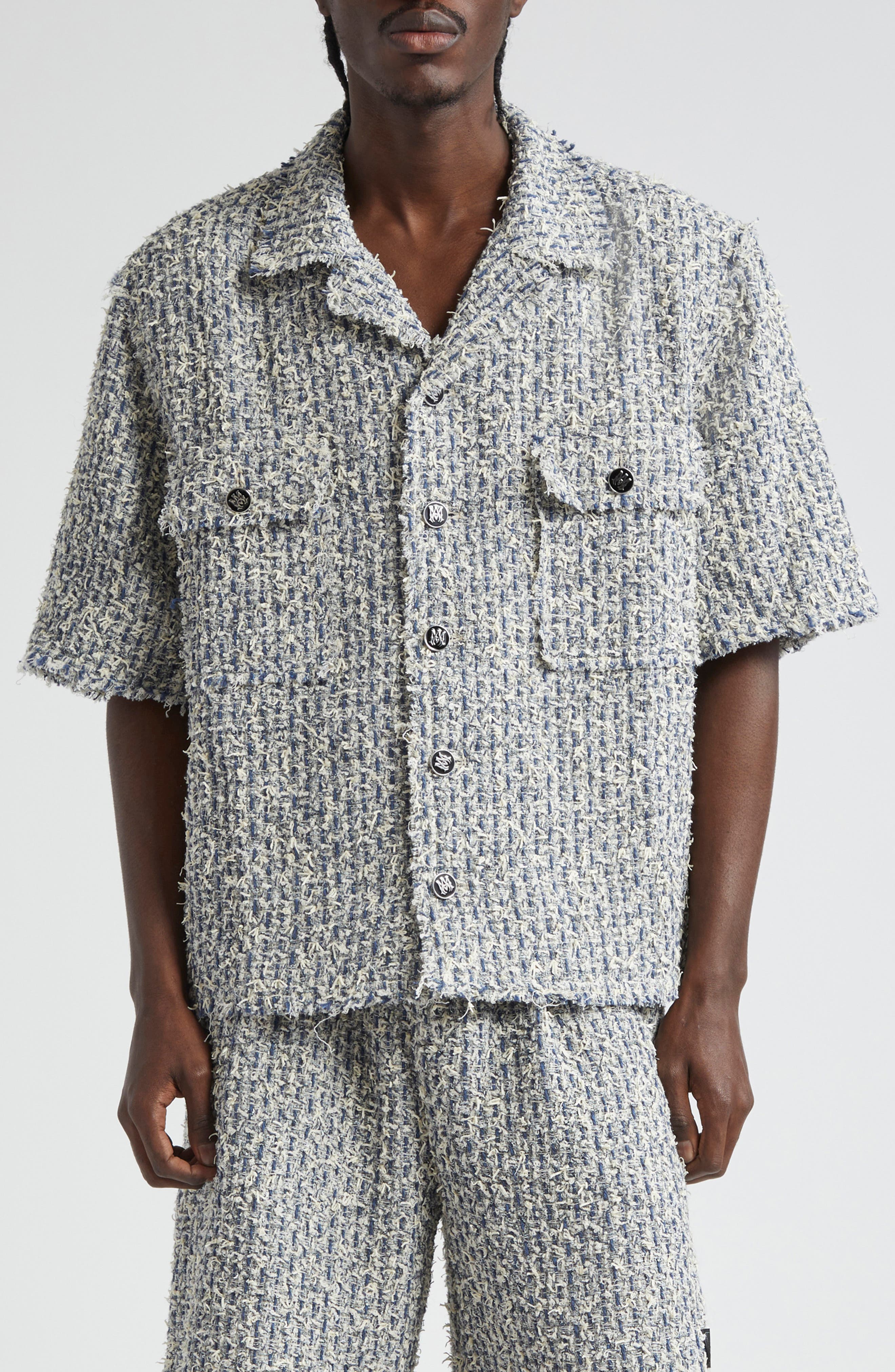 AMIRI Bouclé Tweed Camp Shirt
