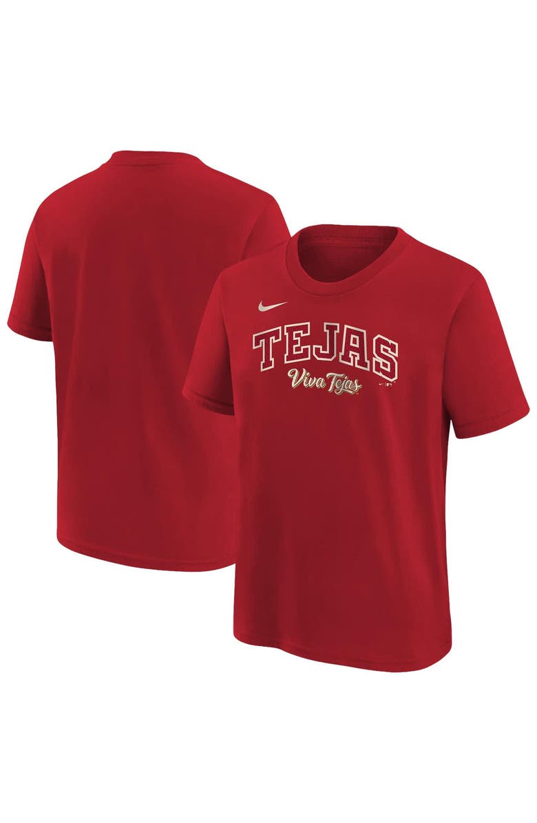 Nike Youth Nike Red Texas Rangers 2026 City Connect Wordmark T-Shirt, Main, color, Red