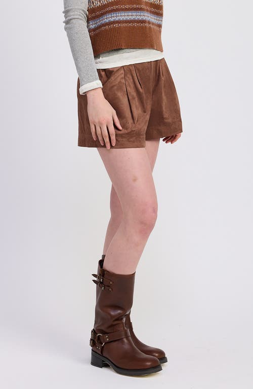 Jacquie The Label Cordelia Faux Suede Shorts In Brown