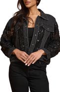 SAACHI Lace Trim Denim Trucker Jacket