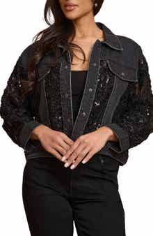 SAACHI Lace Trim Denim Trucker Jacket