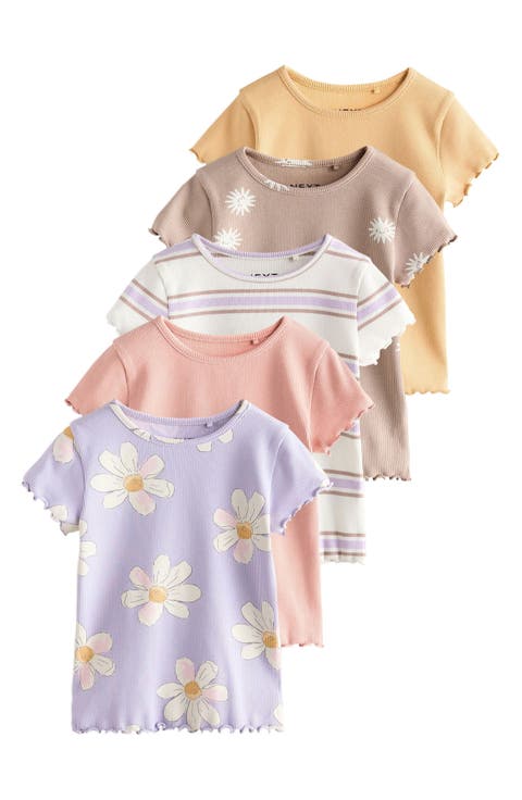 Assorted 5-Pack Rib Stretch Cotton T-Shirts (Baby)