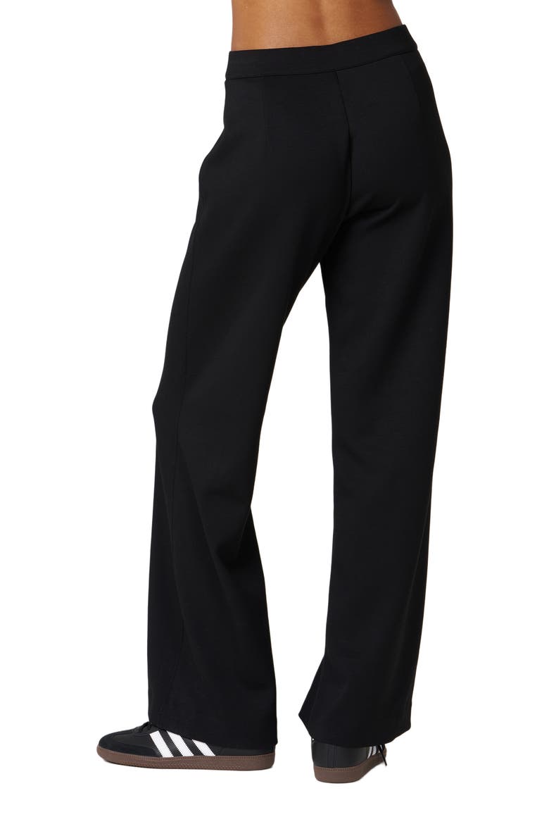 Madison Pintuck Wide Leg Scuba Knit Pant 30", Alternate, color, Black