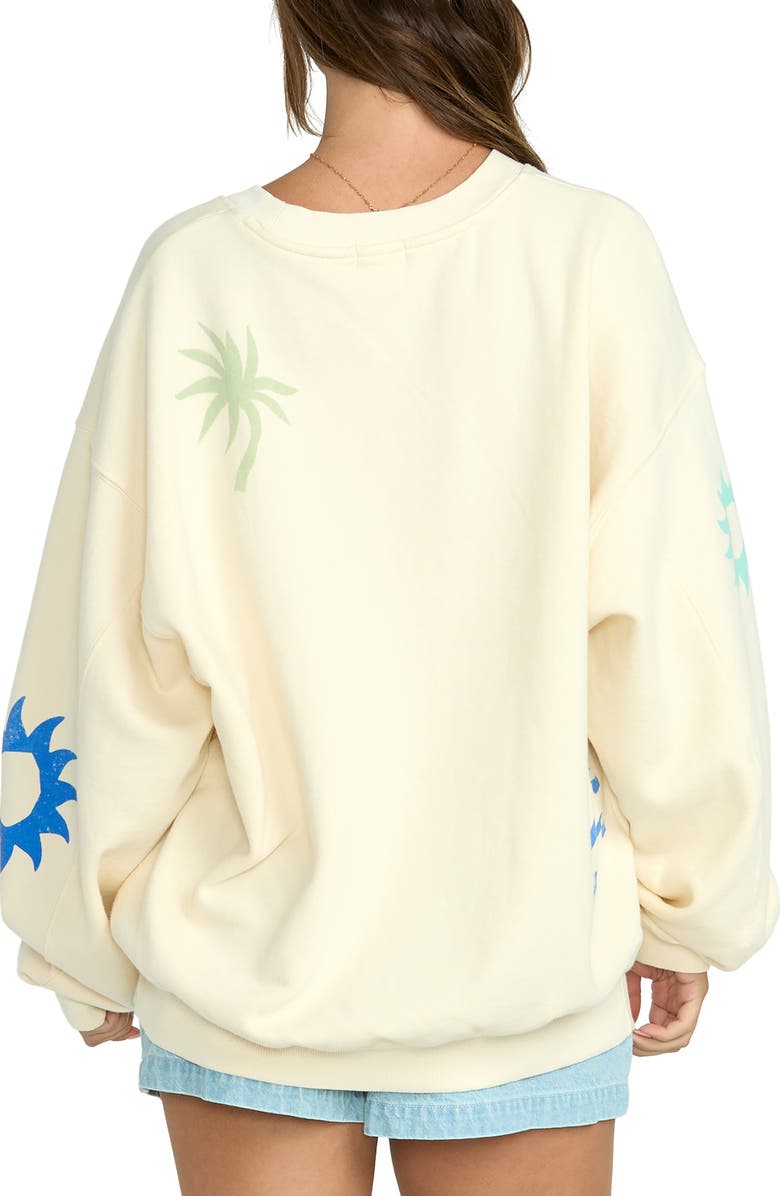 Billabong Water Signs Kendal Oversize Crewneck Fleece Sweatshirt, Alternate, color, Whitecap