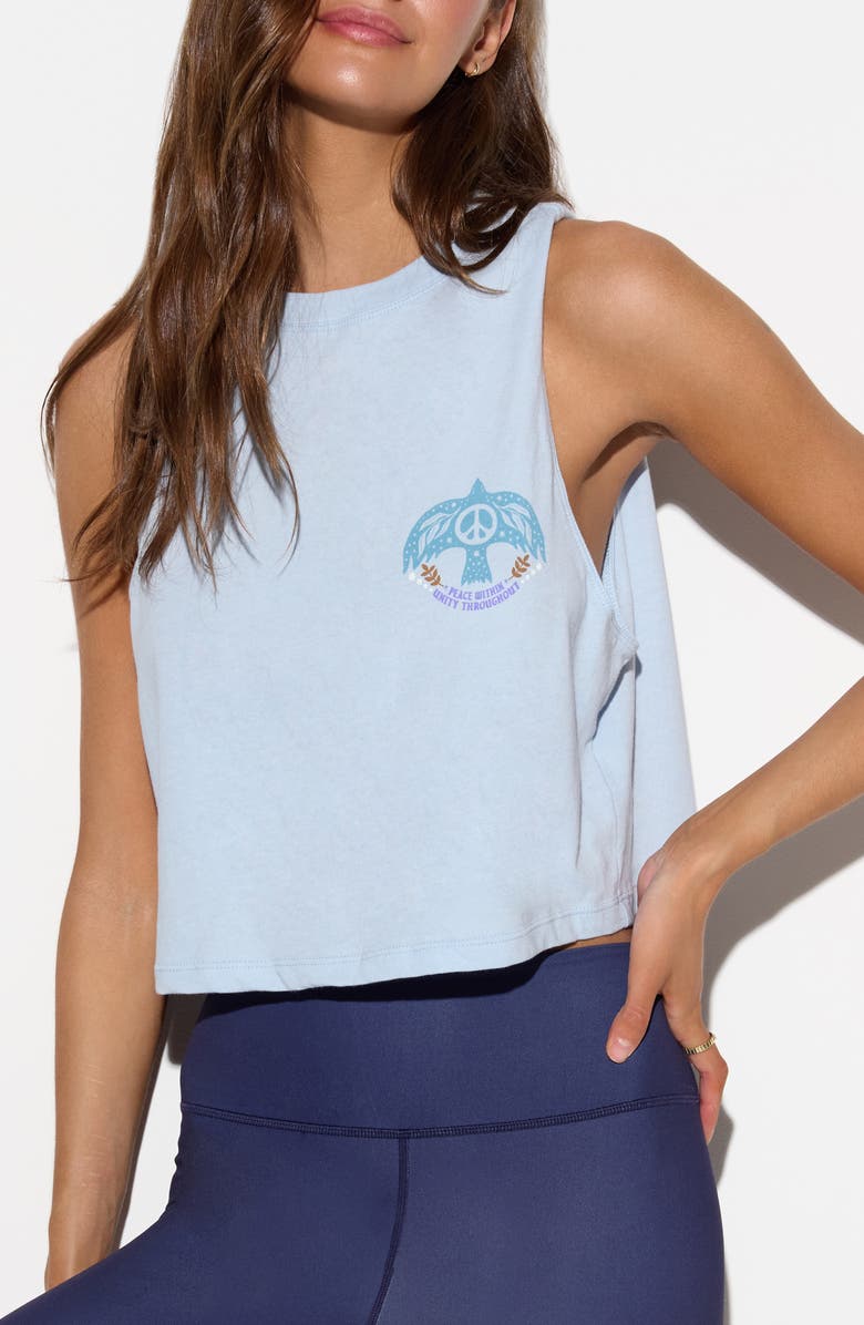 Spiritual Gangster Unity Spirit Cotton Crop Tank, Alternate, color, Ice Blue