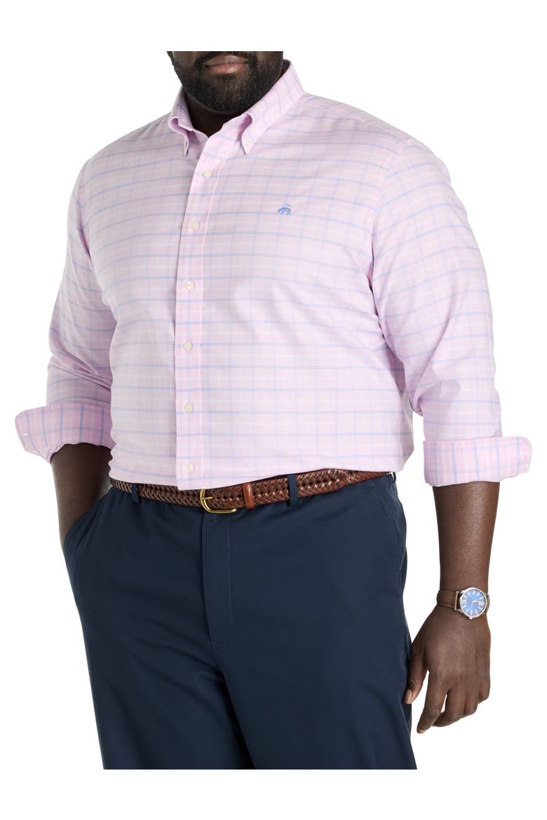 Big & Tall Non-Iron Multi Check Oxford Sport Shirt, Main, color, PINK