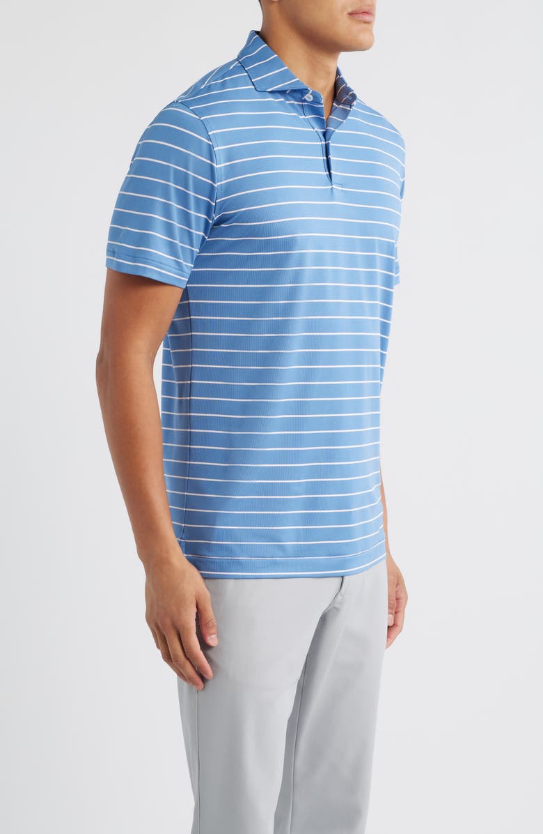 Peter Millar Coda Stripe Performance Piqué Polo, Alternate, color, Lunar Blue