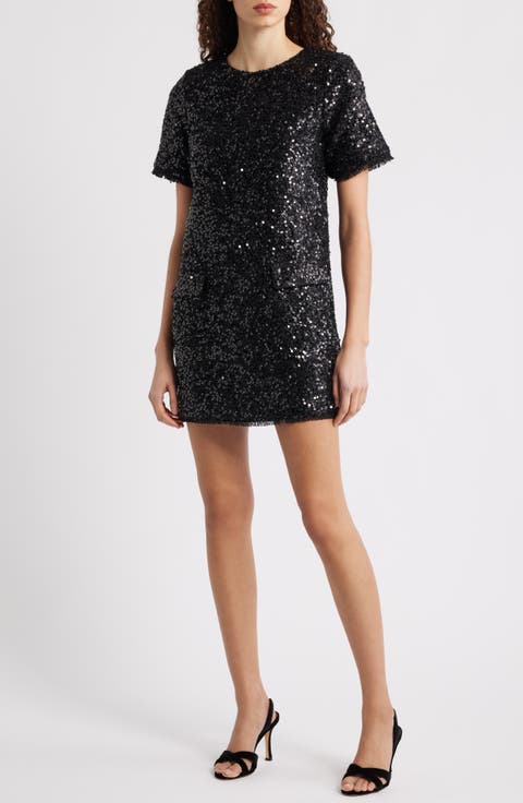 Sequin Bouclé Shift Minidress
