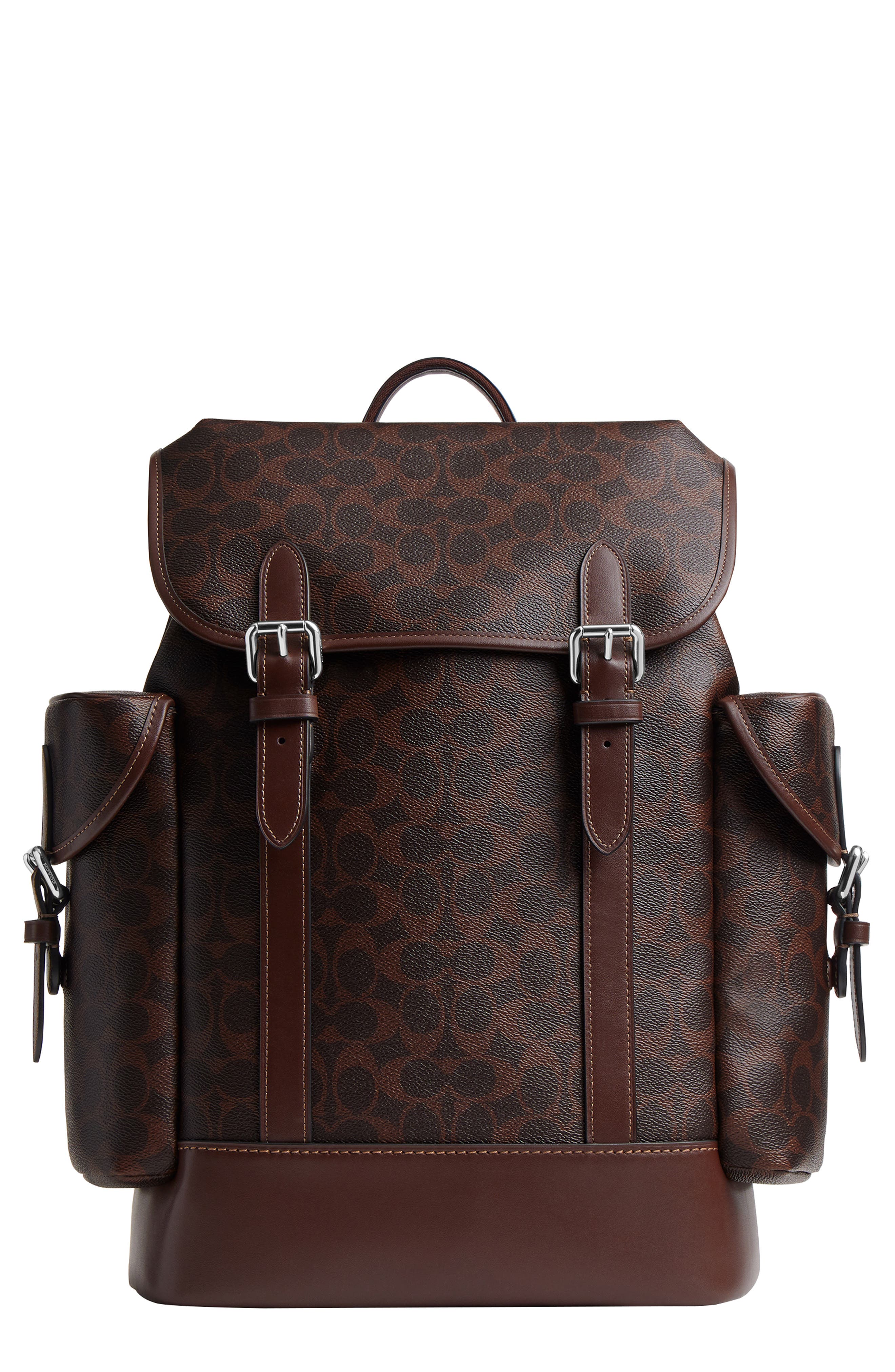 COACH Hitch Coated Canvas Backpack, Main, color, Maple