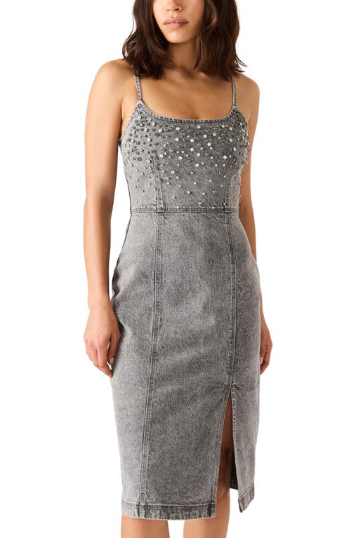 Steve Madden Giselle Rhinestone Detail Denim Dress In Brown