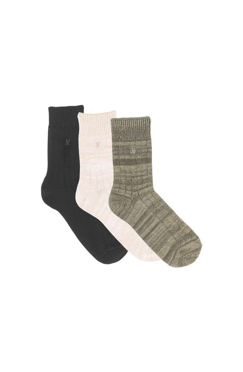 Nudea The Organic Cotton Socks 3 Pack, Main, color, Black/Oatmeal/Sage