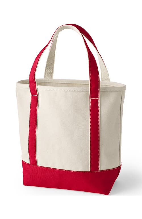 Lands' End Open Top Canvas Tote Bag In Natural/heritage Red